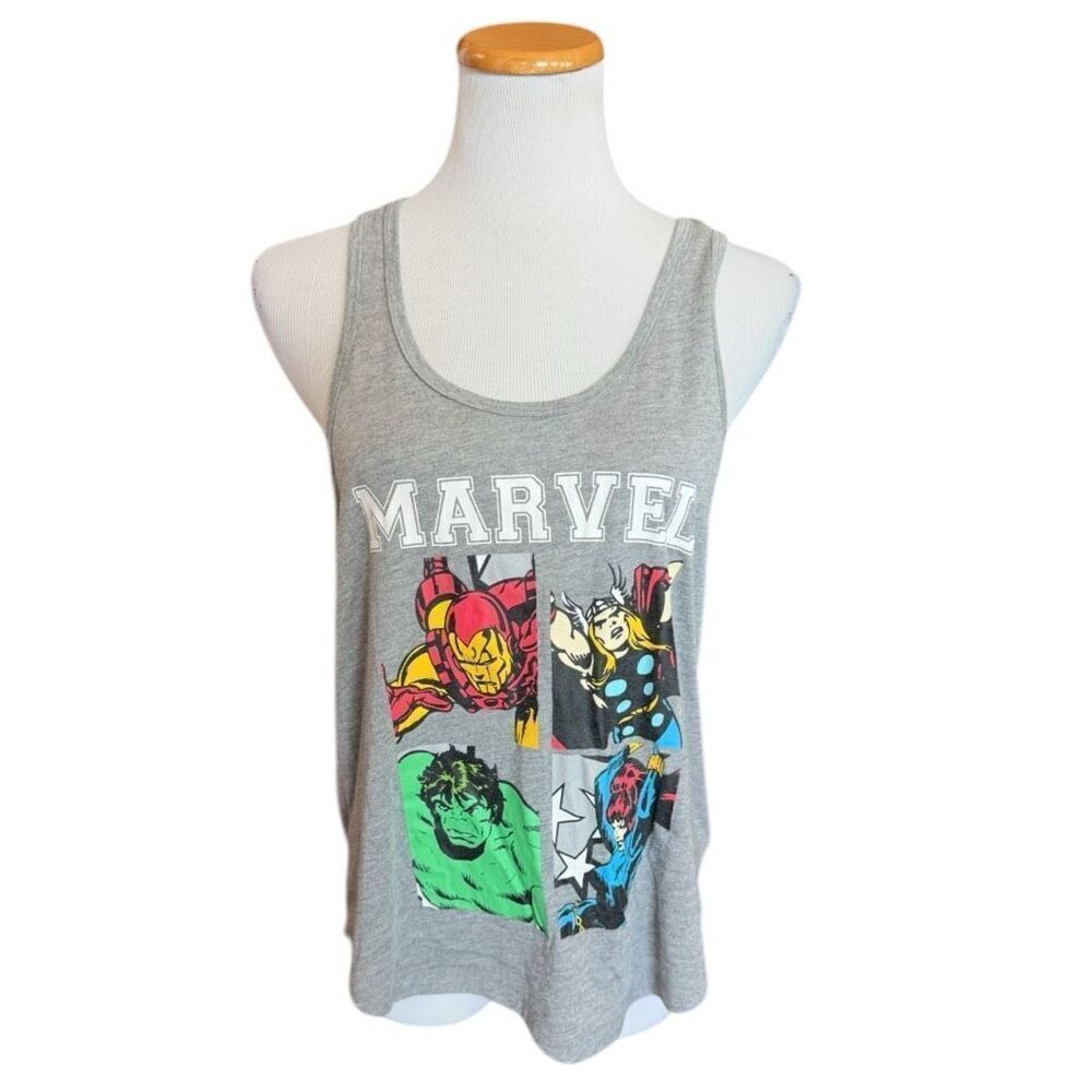 Womens Marvel Comics Slate Gray Cartoon Strip Tank Top - Sz L